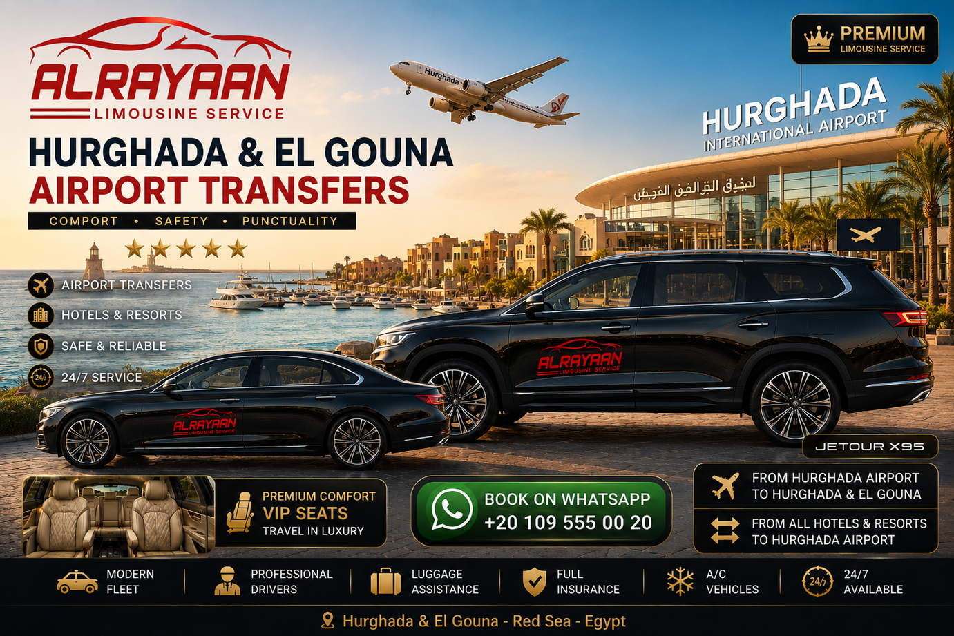 Hurghada El Gouna airport transfers private limousine Egypt