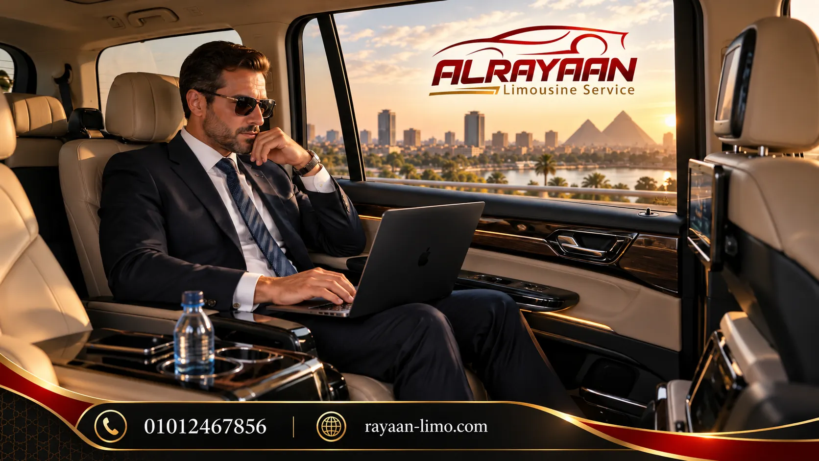 رجل أعمال داخل سيارة خاصة بسائق في مصر